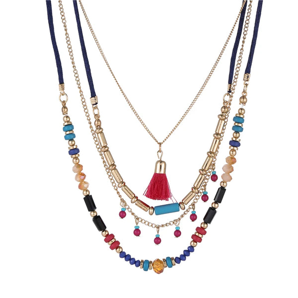 Multi Color Layer Bead Necklace