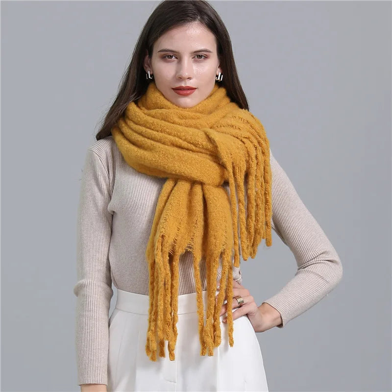 Plain Tassel Wool Scarf