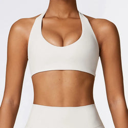 Solid Halter Backless Sport Bra