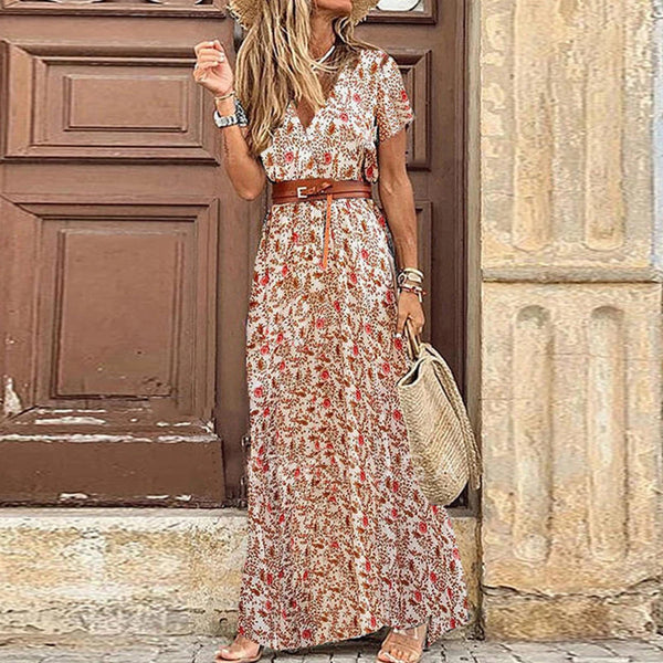 Vintage Paisley Print Long Dress