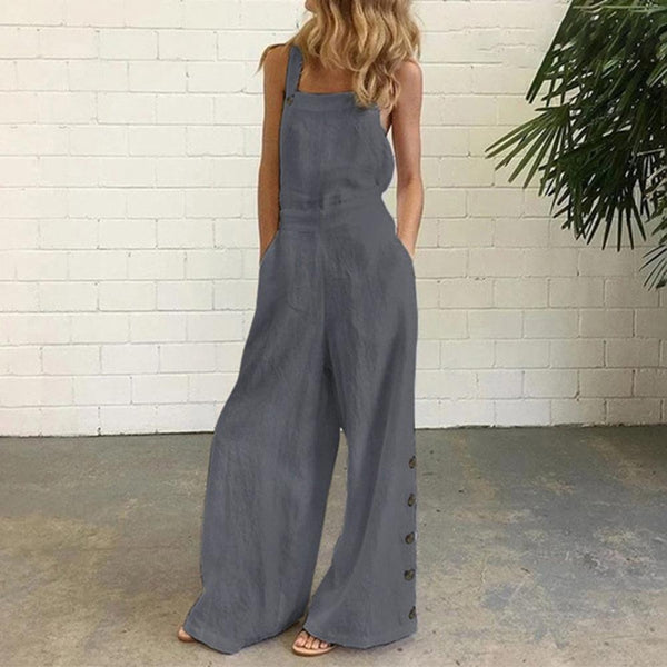 Wide Leg Side Button Jumpsuit