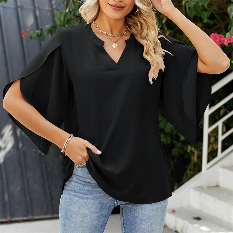 Casual Flare Sleeve Summer Blouse