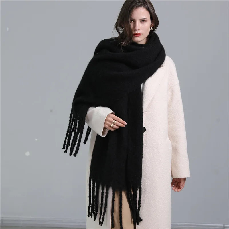 Plain Tassel Wool Scarf