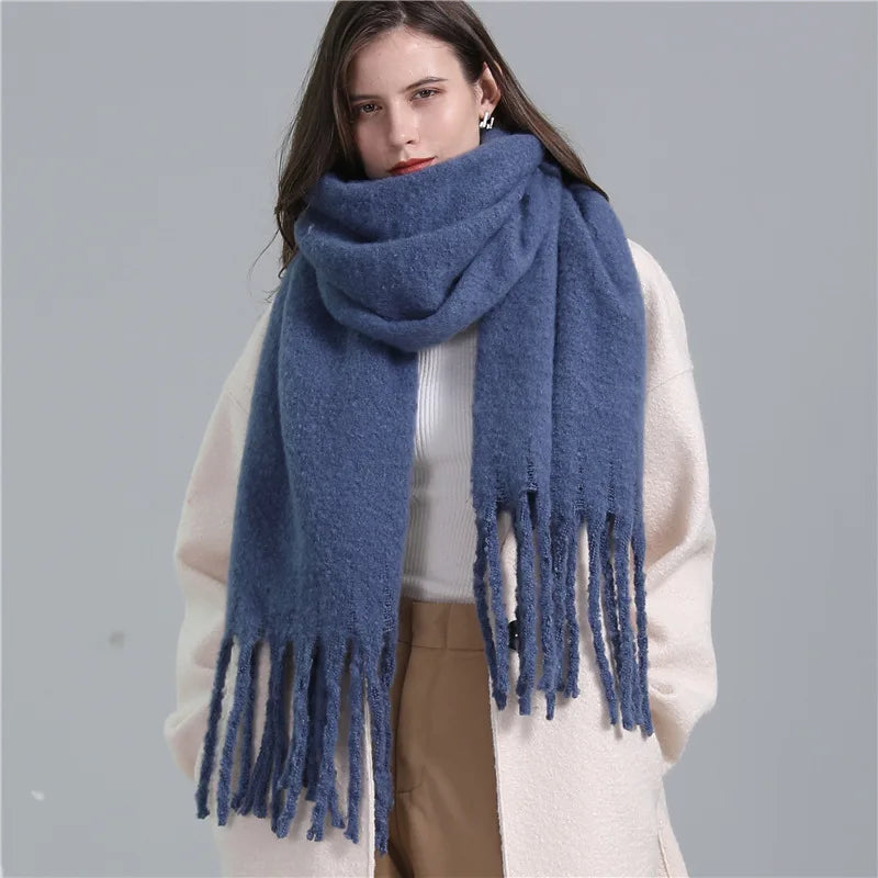 Plain Tassel Wool Scarf